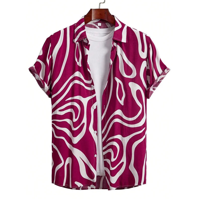 Men's Hawaiian Shirt – 3D Tropical Print Short Sleeve Aloha Blouse