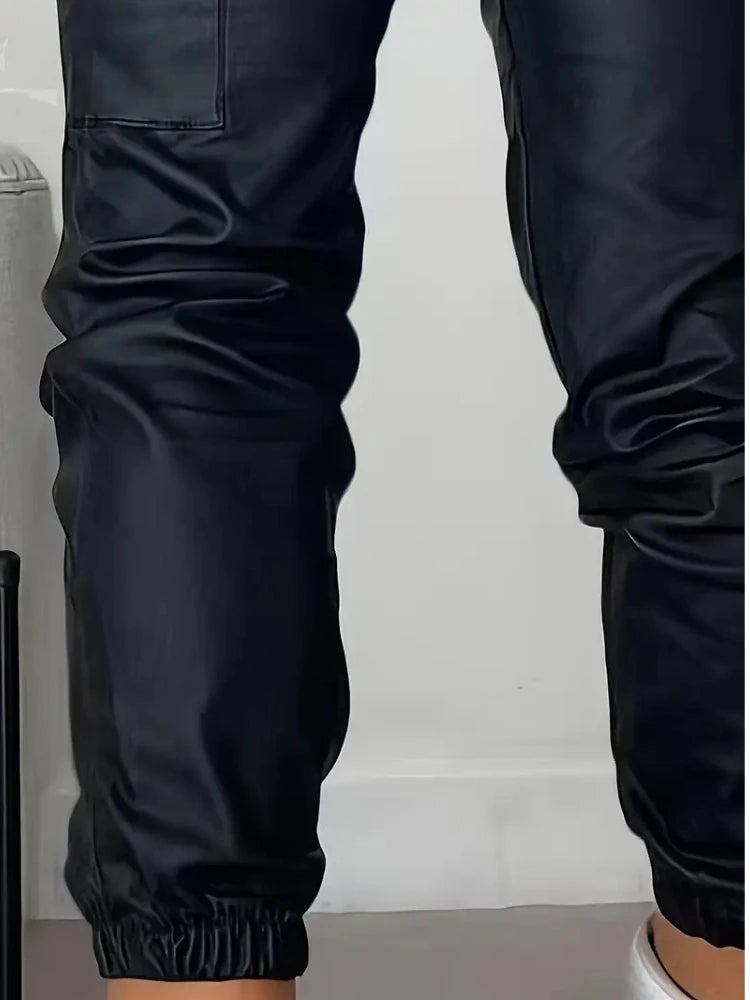 Cargo Pants Faux Leather Y2K — Femme