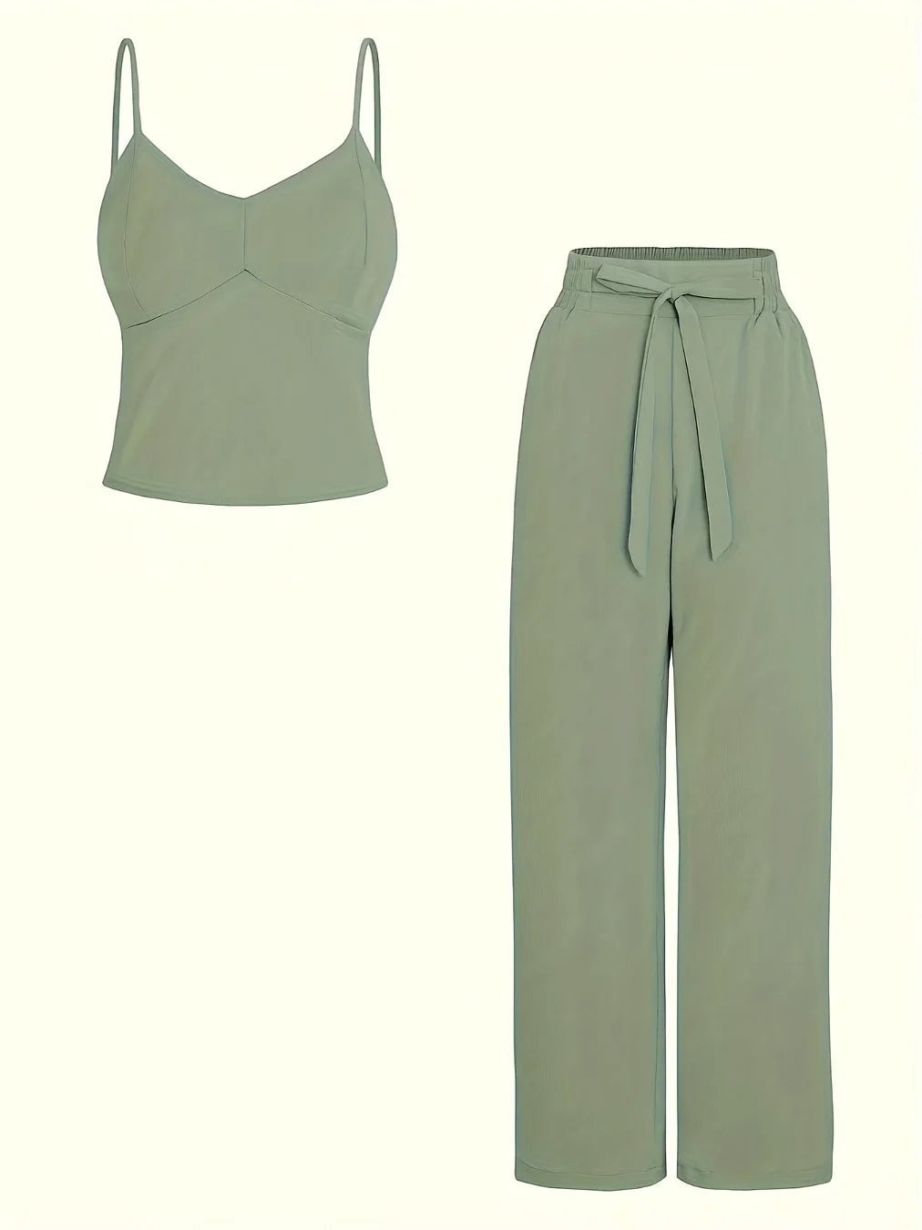Camisole V-Neck + Wide Leg Pants Set — Women