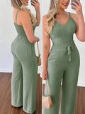 Camisole V-Neck + Wide Leg Pants Set — Women