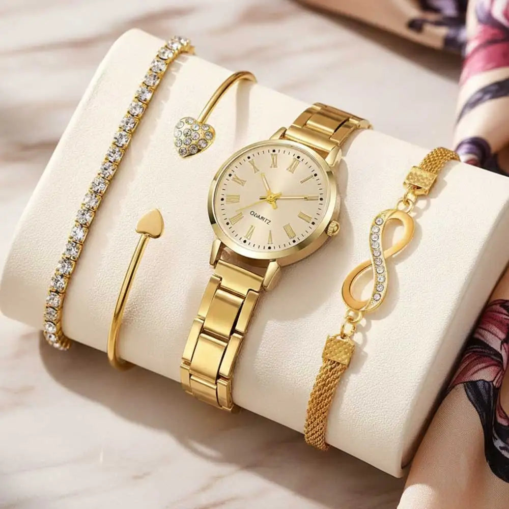 4-Piece Luxury Watch & Bracelet Set