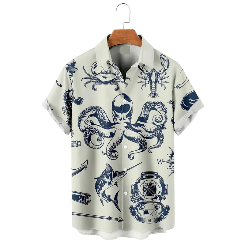 Men's Hawaiian Shirt – 3D Tropical Print Short Sleeve Aloha Blouse