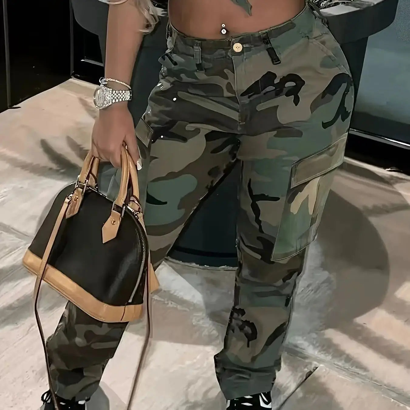 Pantalon Cargo Camouflage — Femme