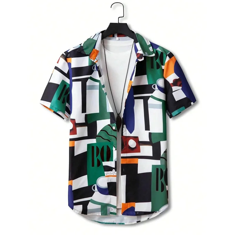 Men's Hawaiian Shirt – 3D Tropical Print Short Sleeve Aloha Blouse