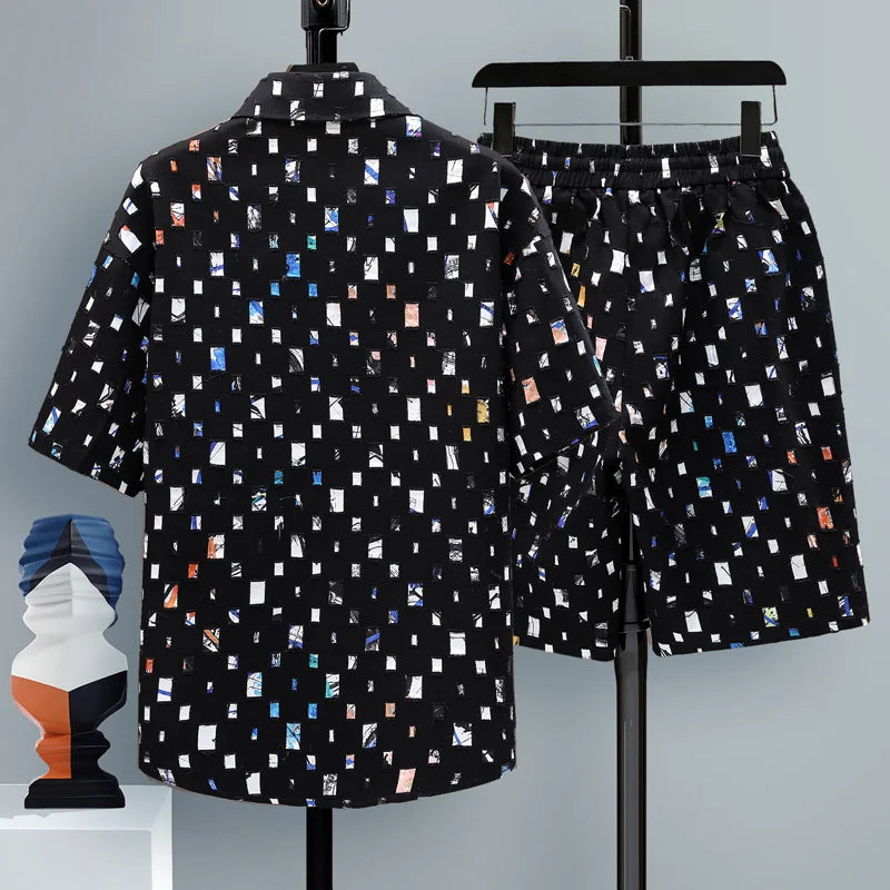Men's Letter Print Sportswear Set – Shirt & Shorts (M–4XL) | Ensemble Sport Imprimé