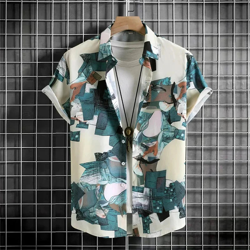 Men's Hawaiian Shirt – 3D Tropical Print Short Sleeve Aloha Blouse