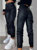 Cargo Pants Faux Leather Y2K — Femme