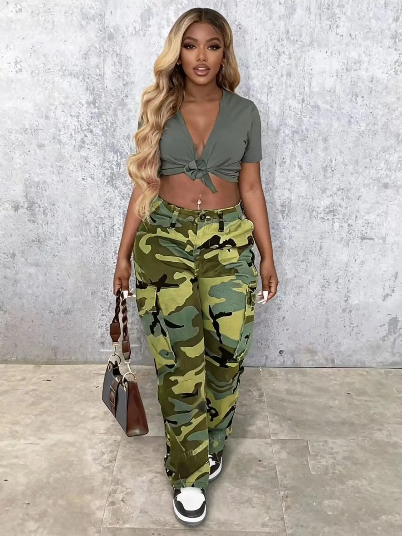 Pantalon Cargo Camouflage — Femme