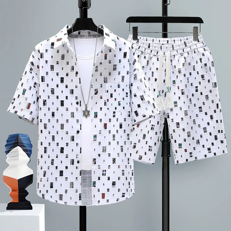 Men's Letter Print Sportswear Set – Shirt & Shorts (M–4XL) | Ensemble Sport Imprimé