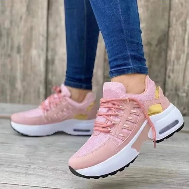 Mesh Breathable Wedge Heel Sneakers — Women