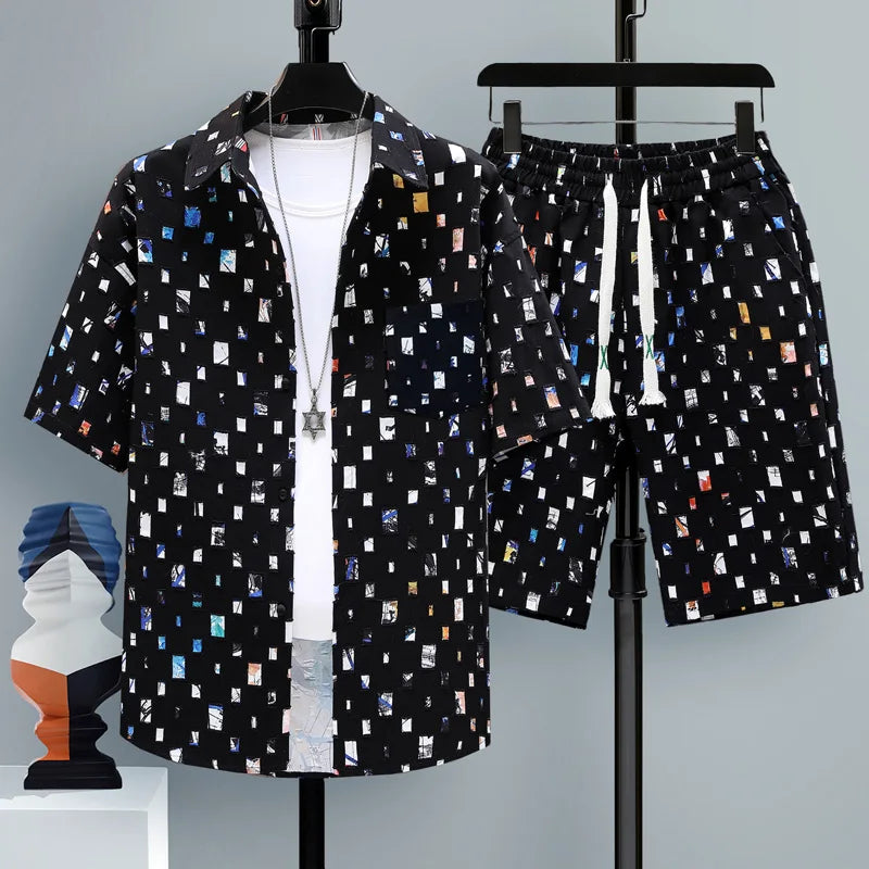 Men's Letter Print Sportswear Set – Shirt & Shorts (M–4XL) | Ensemble Sport Imprimé