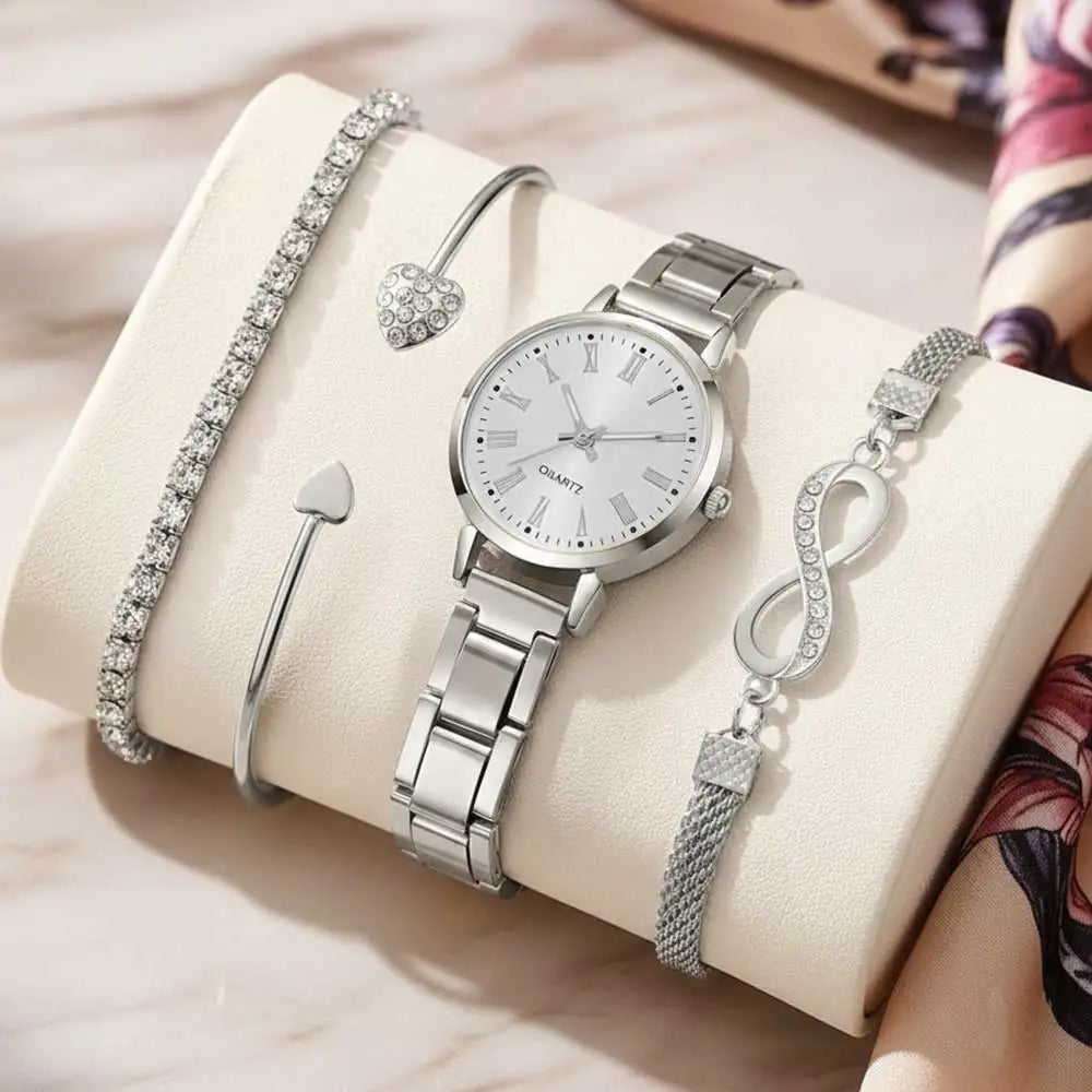 4-Piece Luxury Watch & Bracelet Set