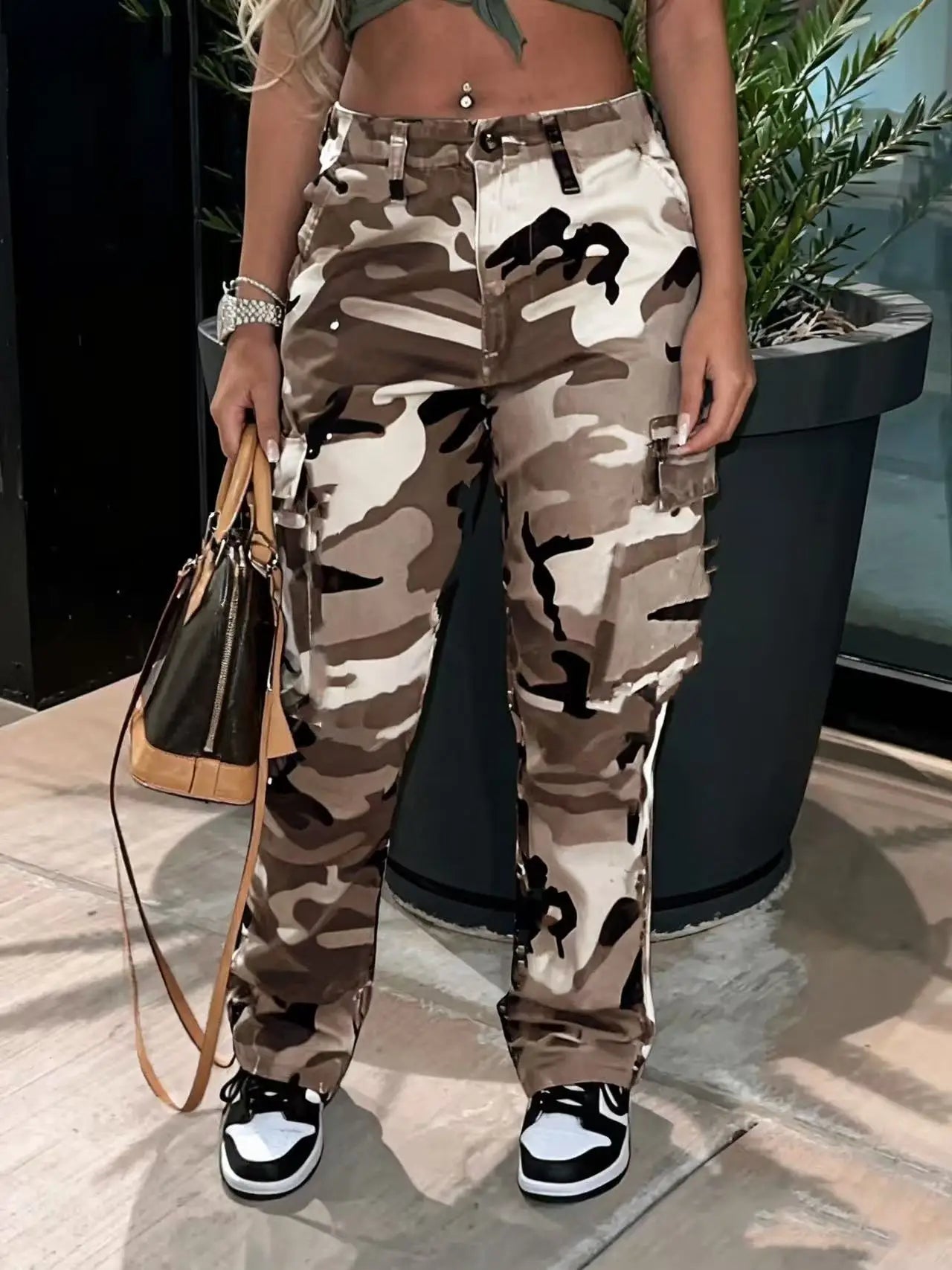 Pantalon Cargo Camouflage — Femme