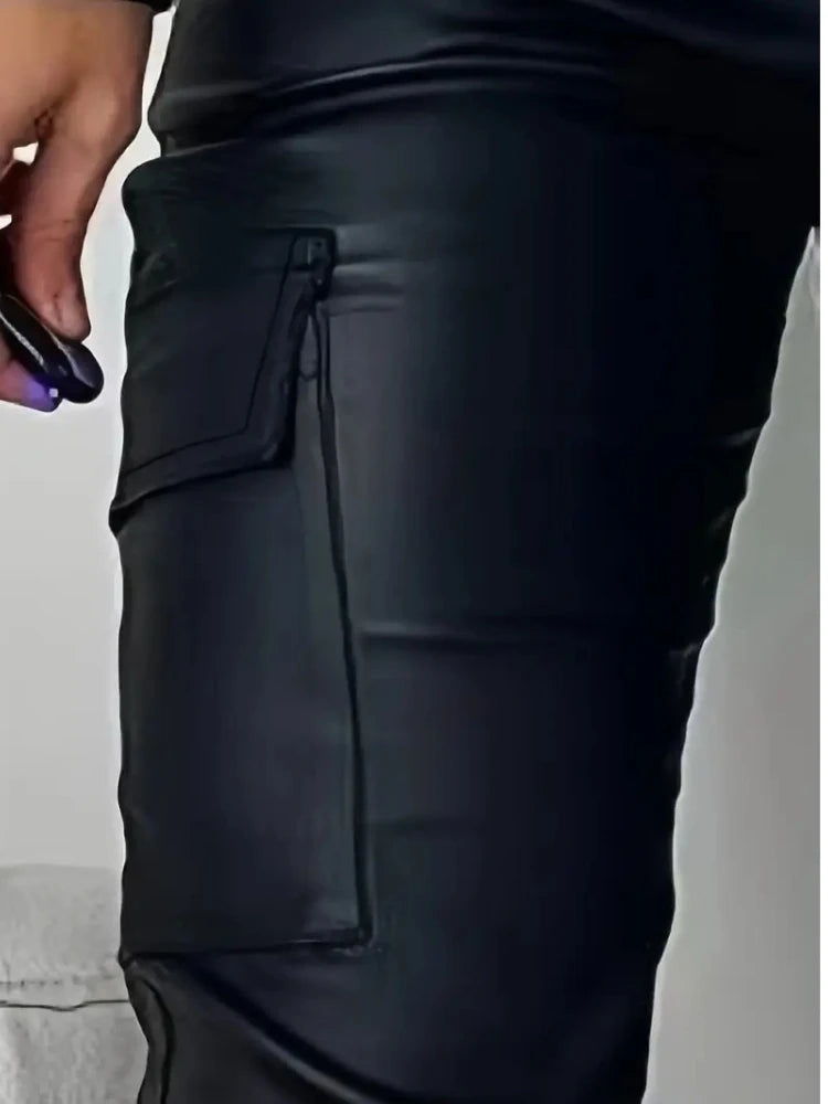 Cargo Pants Faux Leather Y2K — Femme