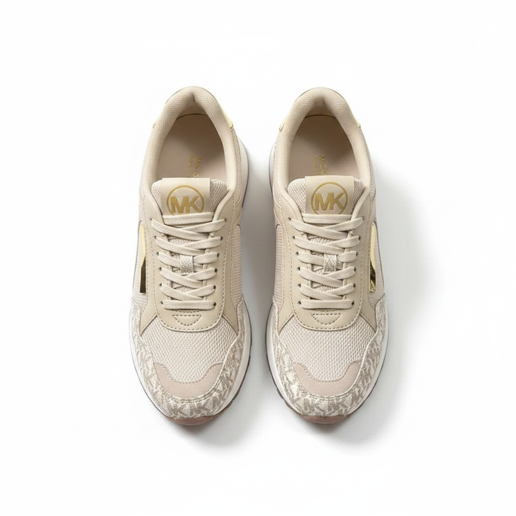 Beige gold flat lay