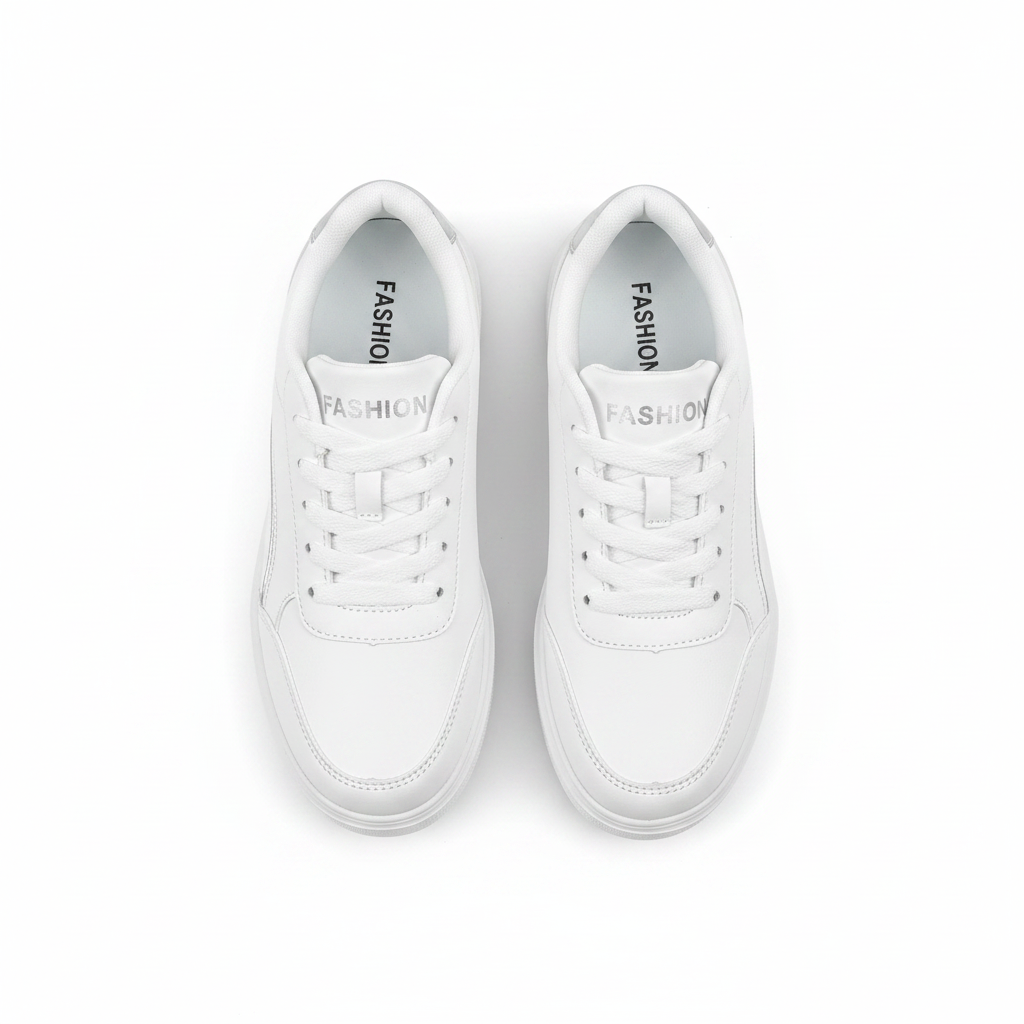 Flat lay white silver