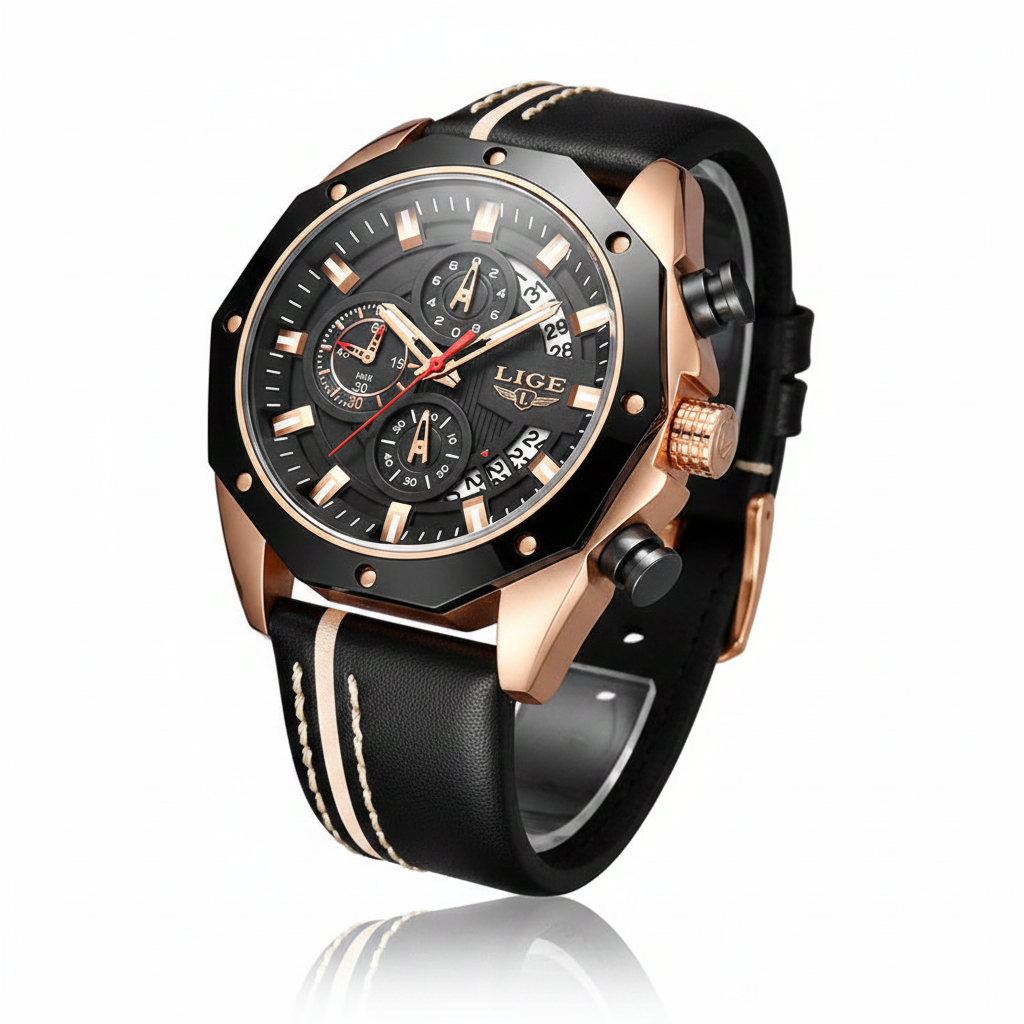 Titan Sport Chrono Watch — Fon blan pwofesyònèl