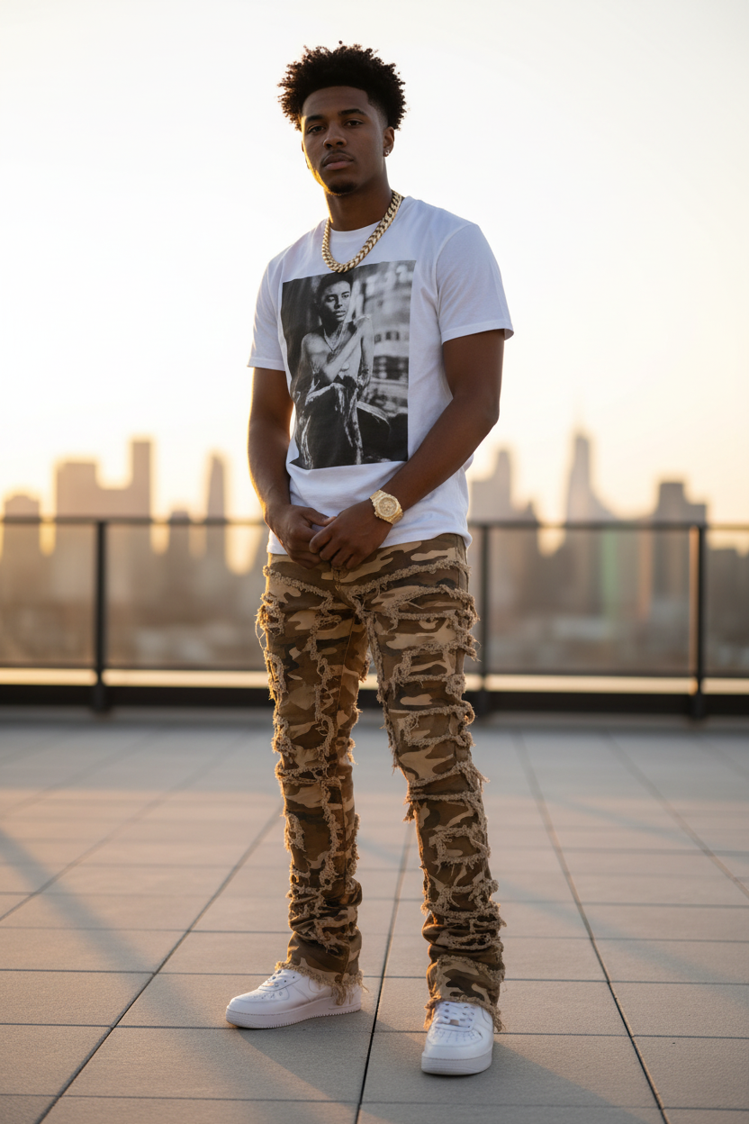Jeans camo stacked rooftop