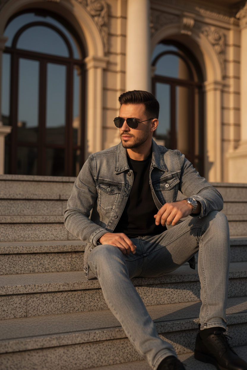 Jeans gri eskalye