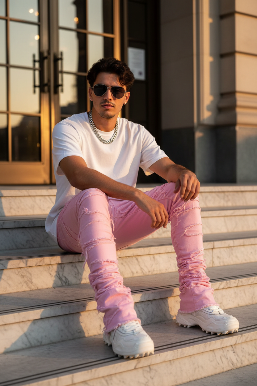 Jeans woz stacked eskalye