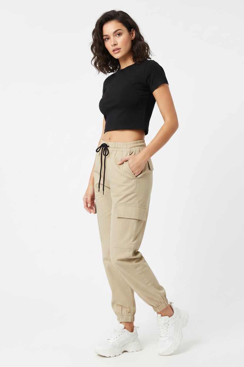 Khaki Cargo Pants Young Sneakers