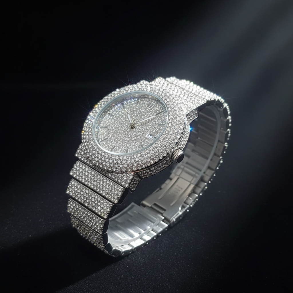 Montre iced out angle