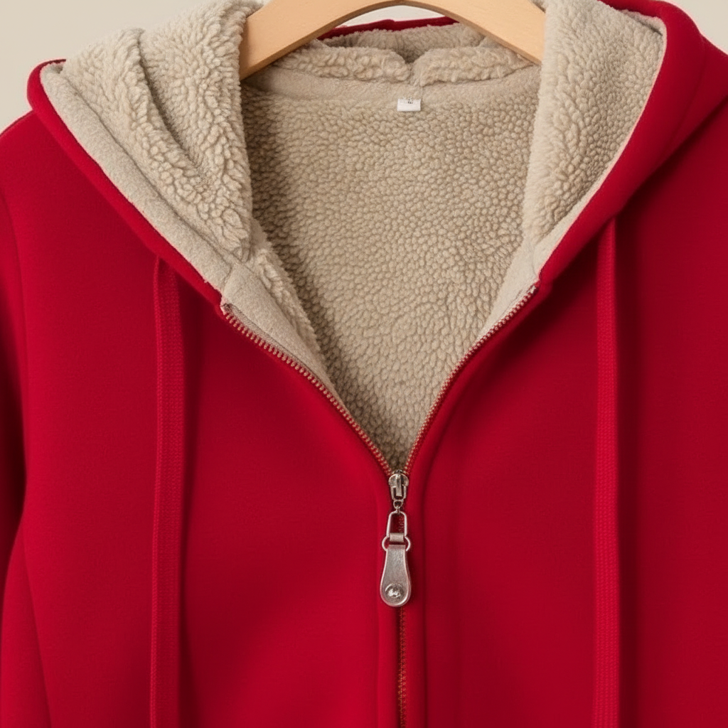Red tracksuit - sherpa lining detail