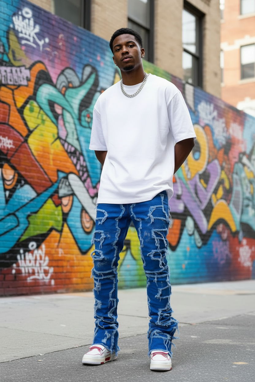 Stacked Jeans Bleu Royal