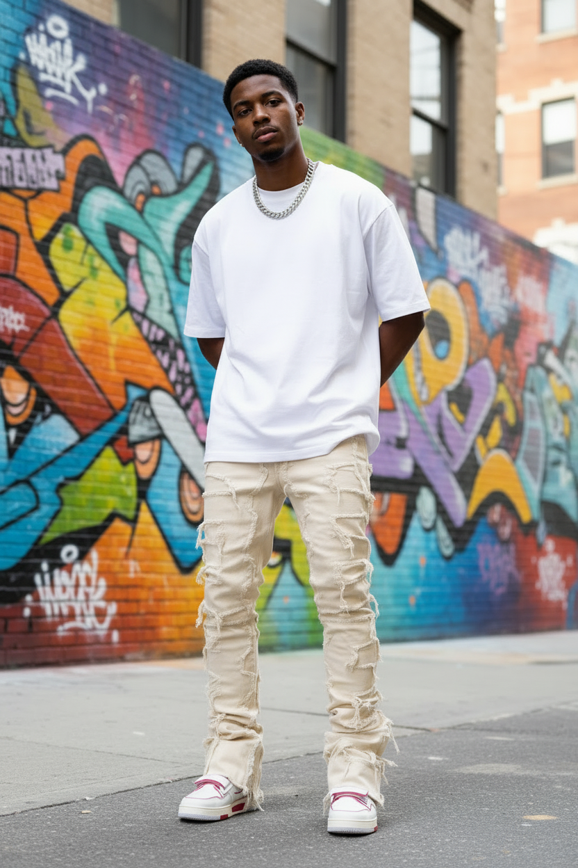 Stacked Jeans Krèm