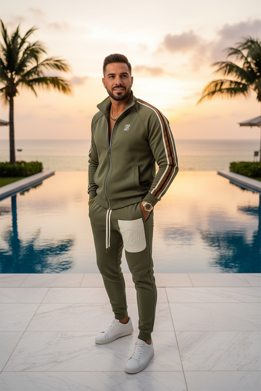 Tracksuit vèt militè luxe resort
