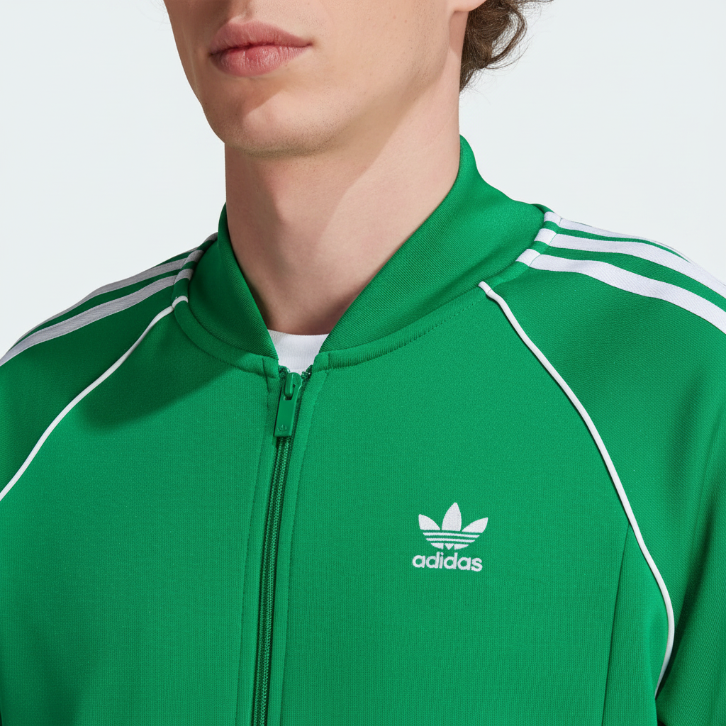 Trefoil logo zip detail