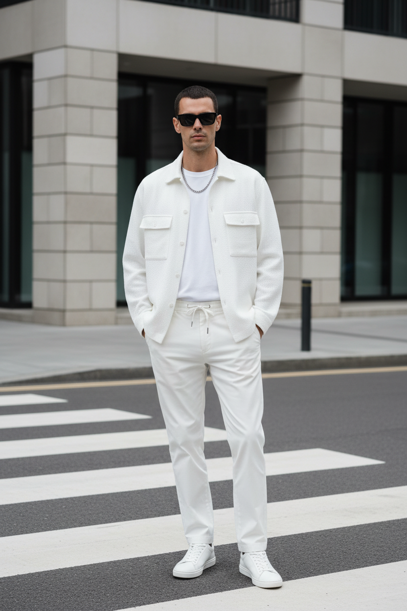 Zara-Style All-White Men's Look